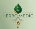 herbomedic logo with earthy gold accents